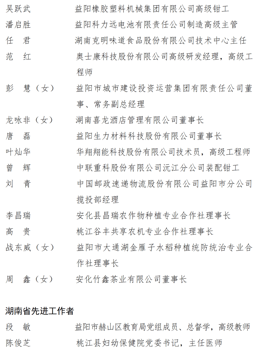 中共湖南省委湖南省人民政府关于表彰湖南省劳动模范和先进工作者的决定