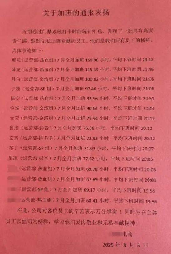 上海一公司通报加班表扬名单<strong></p>
<p>中币新网址</strong>,最高时长近160小时,工作人员称非强制,需申请会有加班费