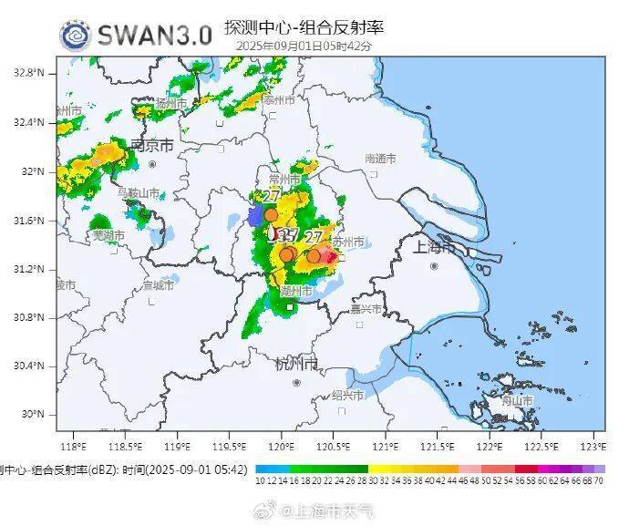 上海今日将现局部大雨到暴雨，注意防风防雨防雷电！后半周“秋老虎”要来