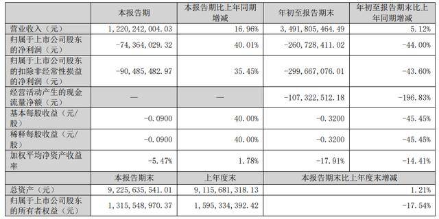 柬埔寨乘用车胎尚未全部投产，青岛双星前三季亏损扩至2.6亿，经营现金流净额亏损过亿